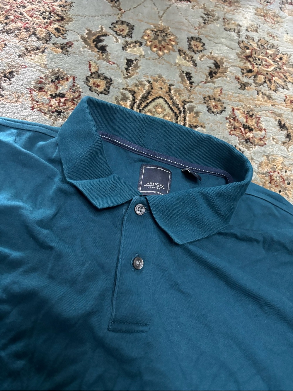 Arrow Men's Teal Polo Shirt with Collared Placket
